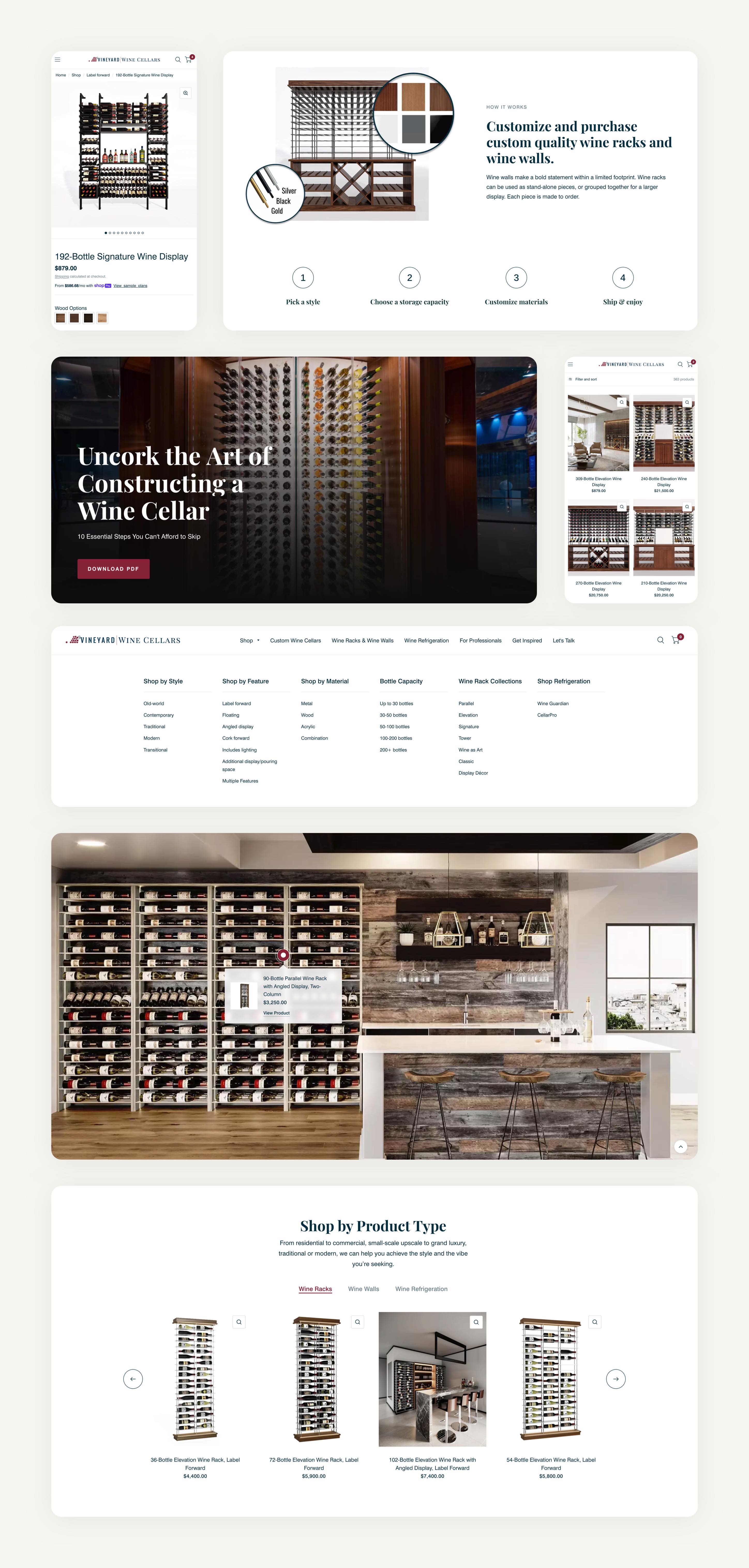 View of mobile and desktop versions of the Vineyard Wine Cellars website.