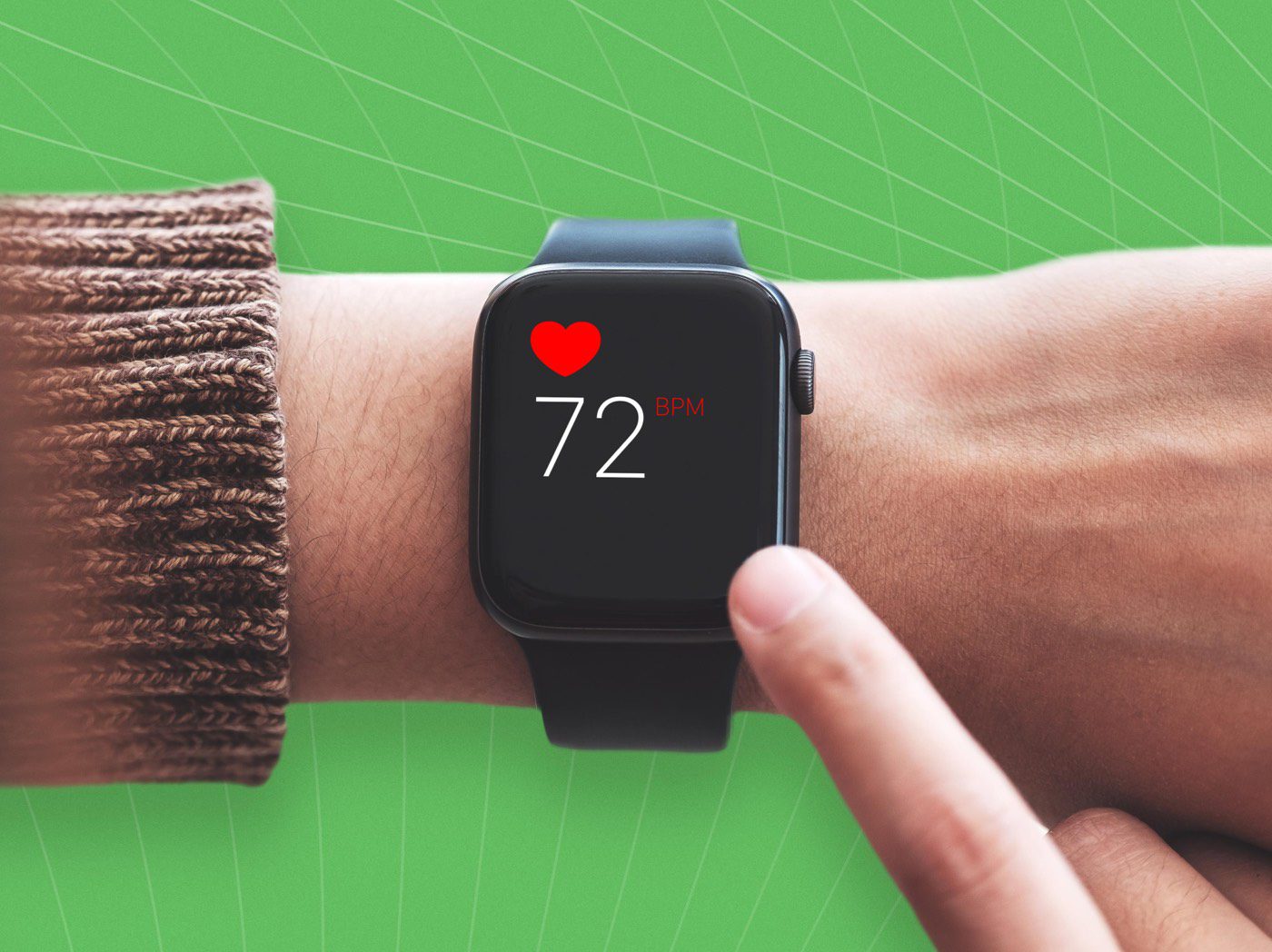 Smart watch showing heart rate