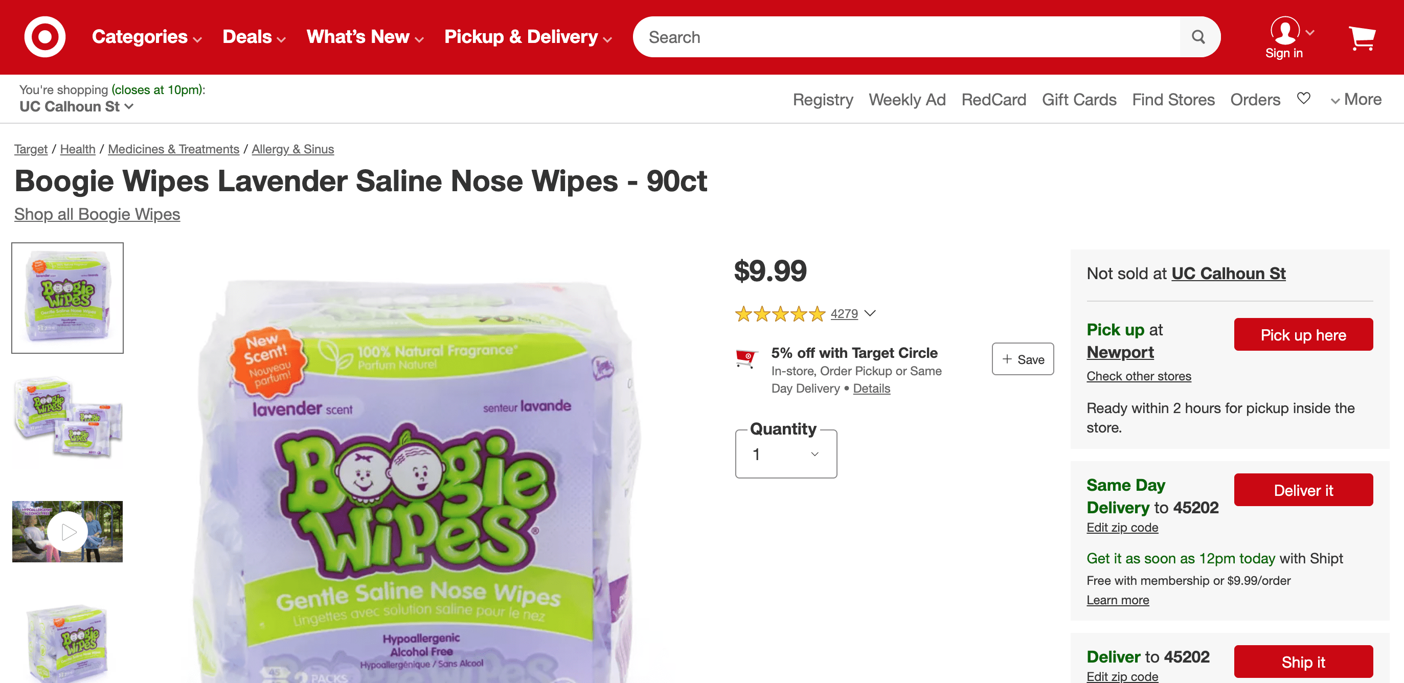 Boogie Wipes product detail page with reviews