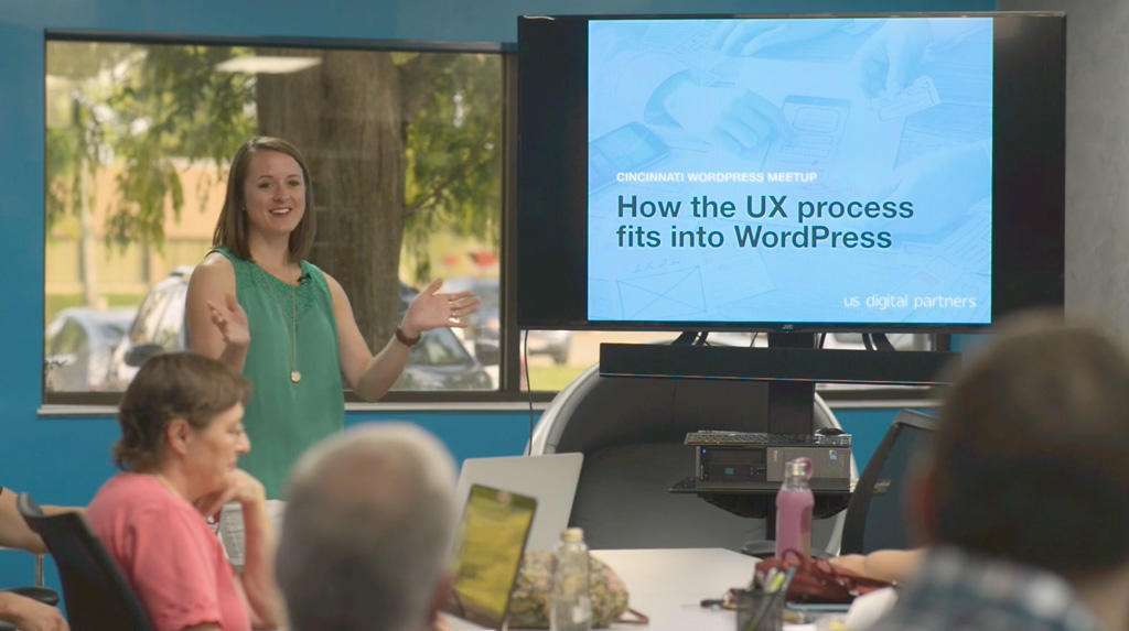 Lady giving ux presentation
