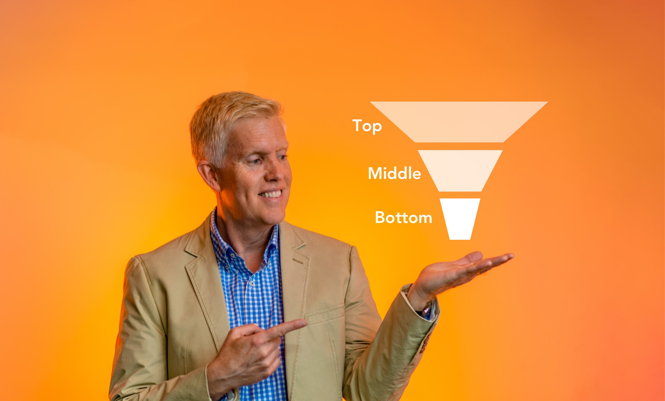 Man pointing to digital funnel